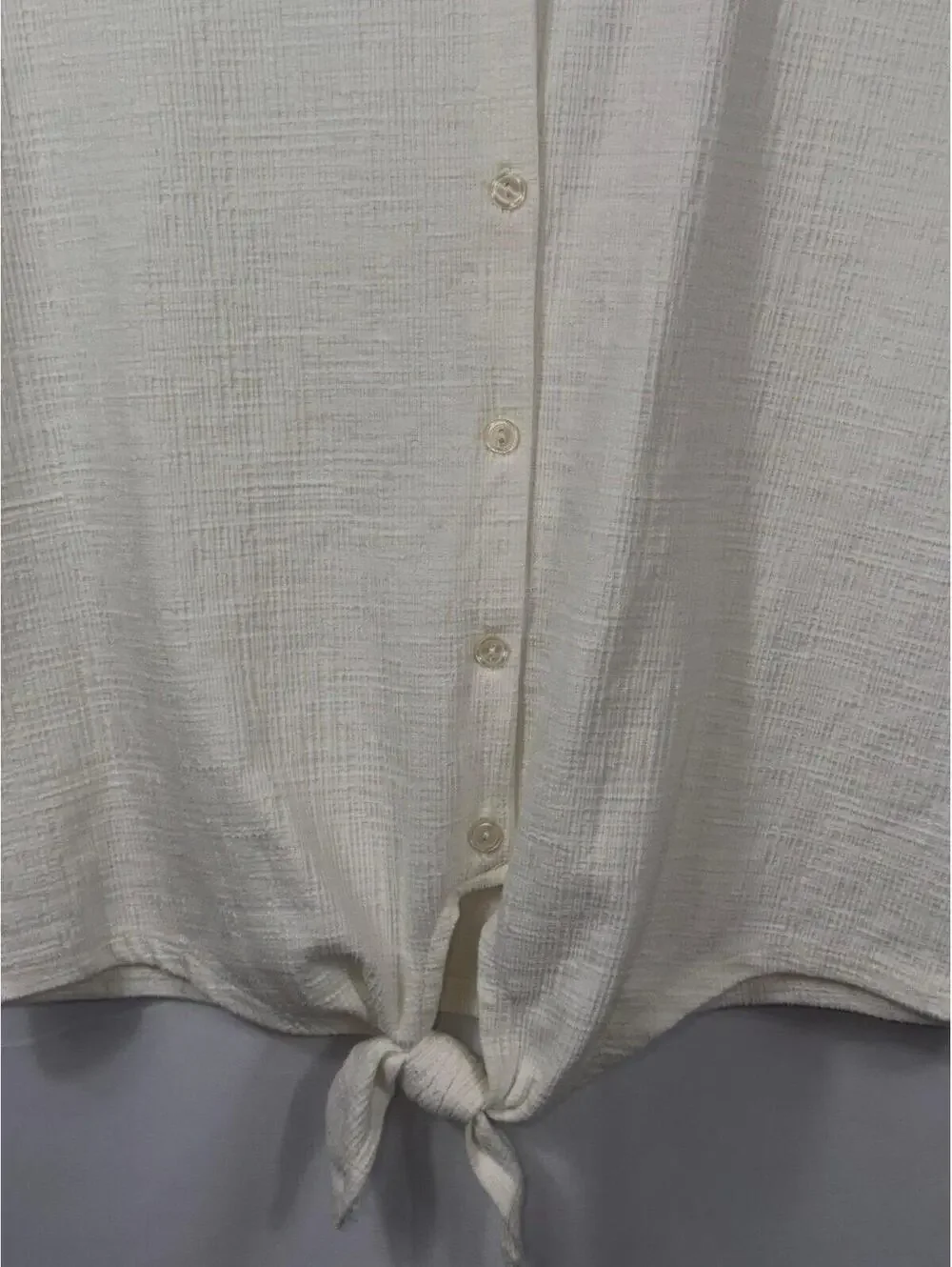 J.Crew Ivory Tie-Front Textured Top Size Medium